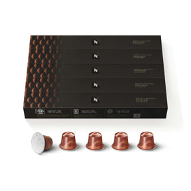 Nespresso Nocciola cup pour highlights hazelnut notes and balanced espresso.