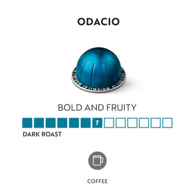Nespresso Odacio Vertuo serving image displaying a 7.77 oz pour.