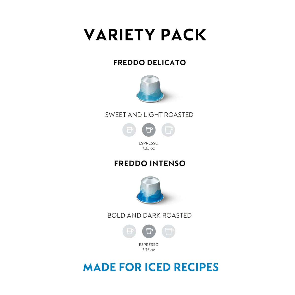 Nespresso Freddo Intenso pod for bold iced coffee flavor.
