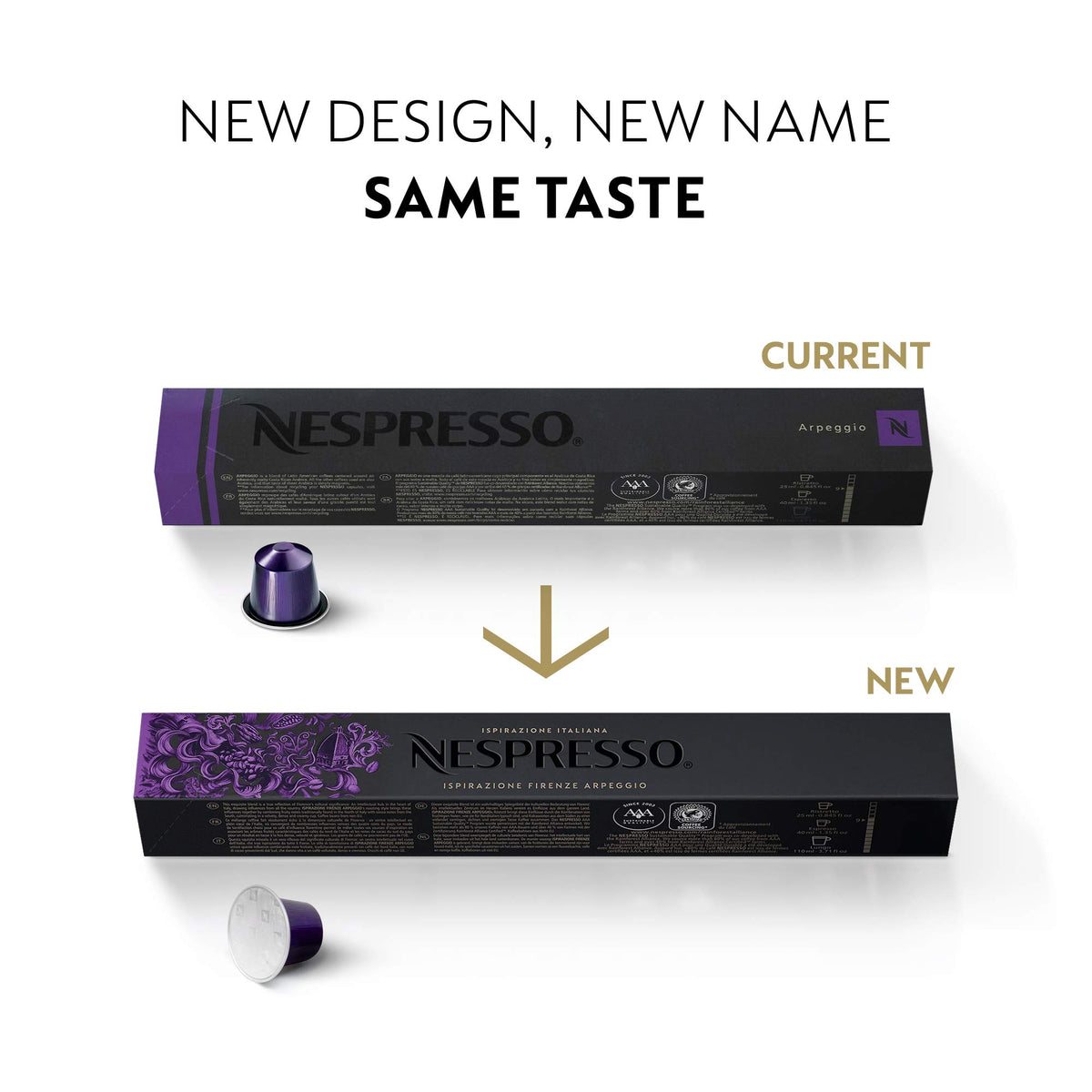 Nespresso Capriccio pod with rich aroma and bold finish.