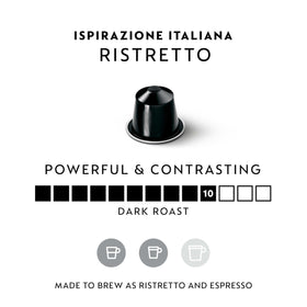 Close-up of Nespresso Original Ristretto Intenso capsule showing rich roast.