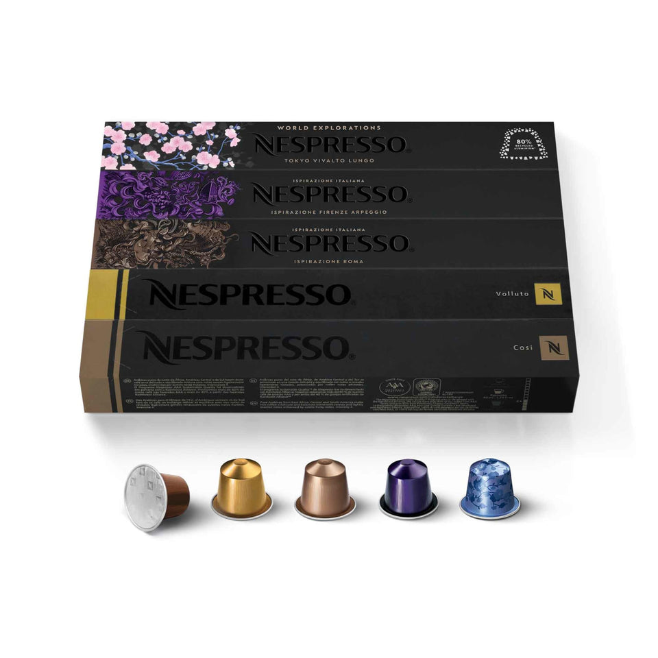 Nespresso Original variety pack with 50 pods for diverse espresso moments