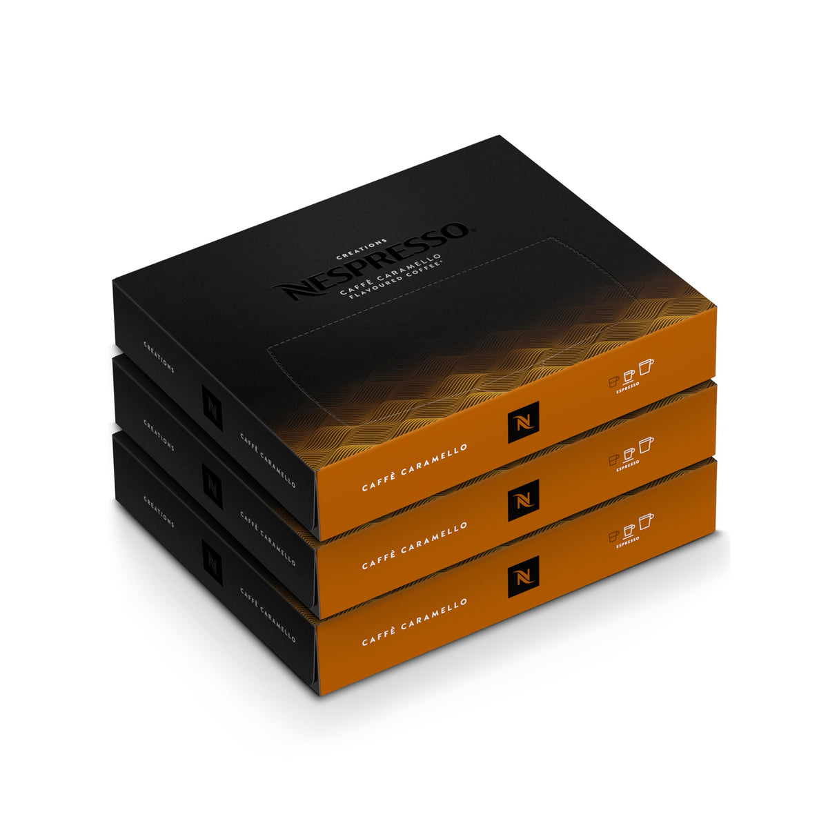 Nespresso Professional Caffè Caramello bundle boxes ready for office use.