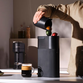Sustainable approach: Stormio aluminum pods and responsible packaging details.