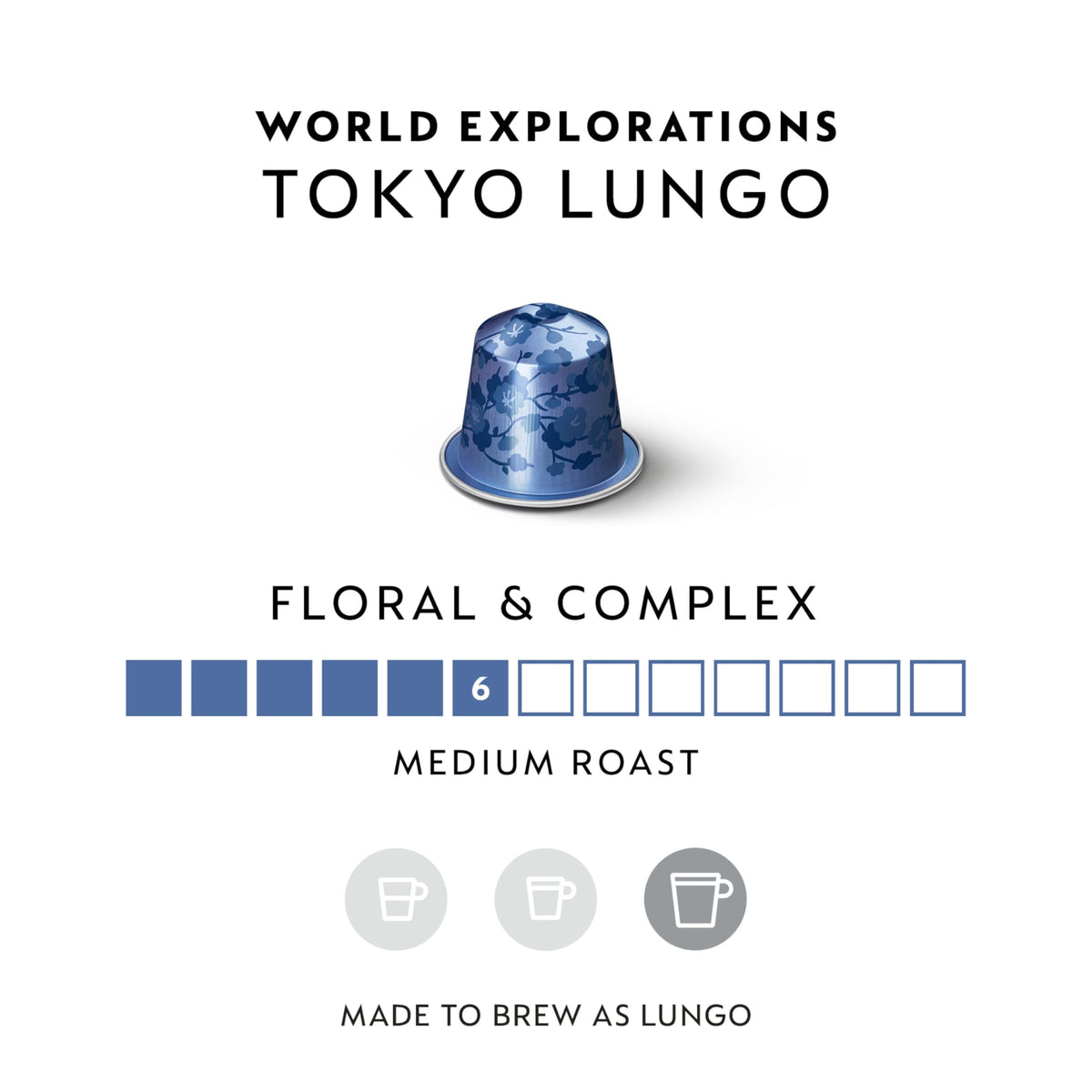 Nespresso Tokyo Lungo cup with steaming aroma ideal for long black.