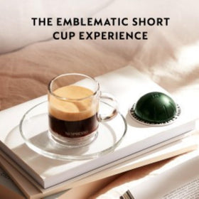Brewed espresso in glass, oak and leather notes highlighted