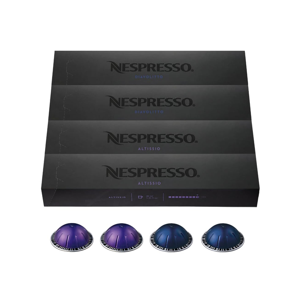 Nespresso Vertuo Diavolitto capsules front pack shows bold intensity.