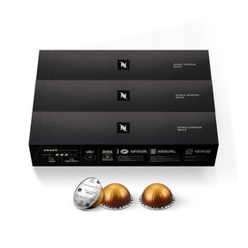 Nespresso Vertuo Dolce capsule close-up showing foil lid for easy use.