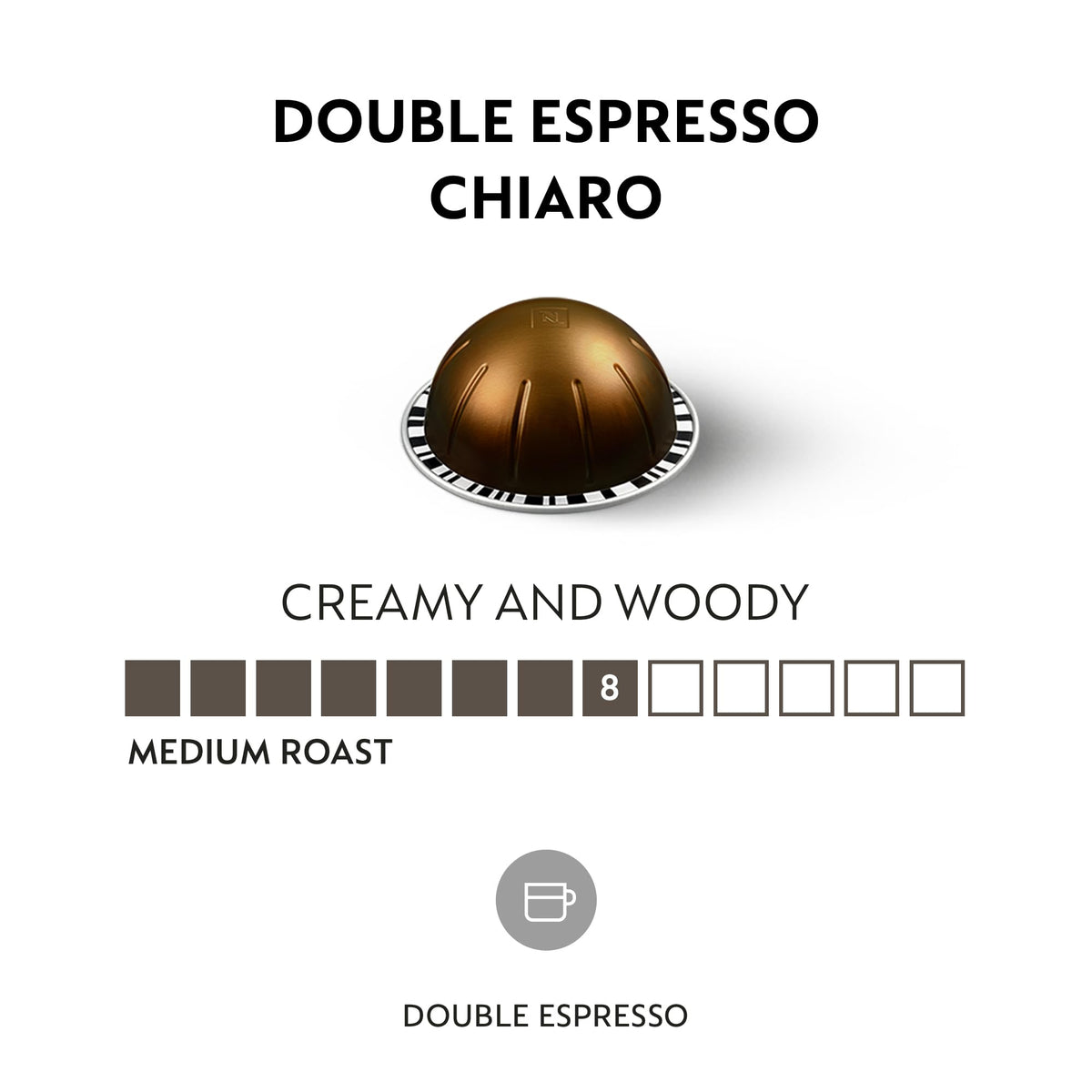 Nespresso Vertuo Double Espresso Chiaro pod pack arranged for quick morning use.