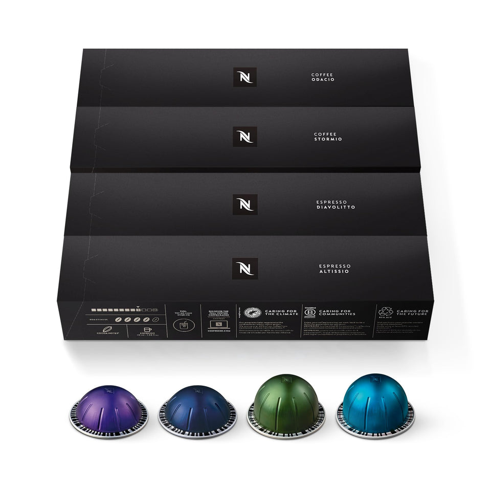 Nespresso Vertuo Odacio capsules pack for bold, lively mornings.