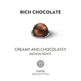 Nespresso Vertuo Rich Chocolate cup steaming for an aroma-rich moment.