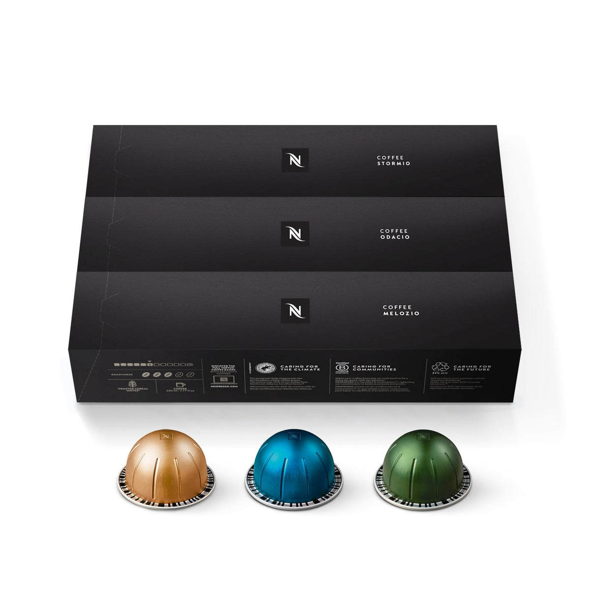 Nespresso Vertuo Stormio capsule ready for brewing, bold and rich