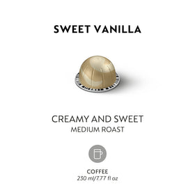 Nespresso Vertuo Sweet Vanilla brew in a 7.8 oz cup, ideal for busy mornings.