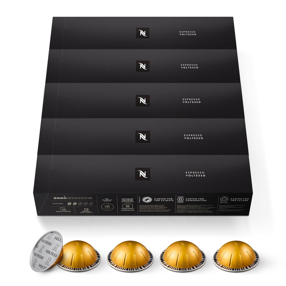 Nespresso Vertuo Voltesso capsules pack for a smooth espresso.