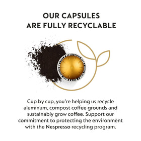 Voltesso packaging highlights recyclable aluminum capsules and sustainability.