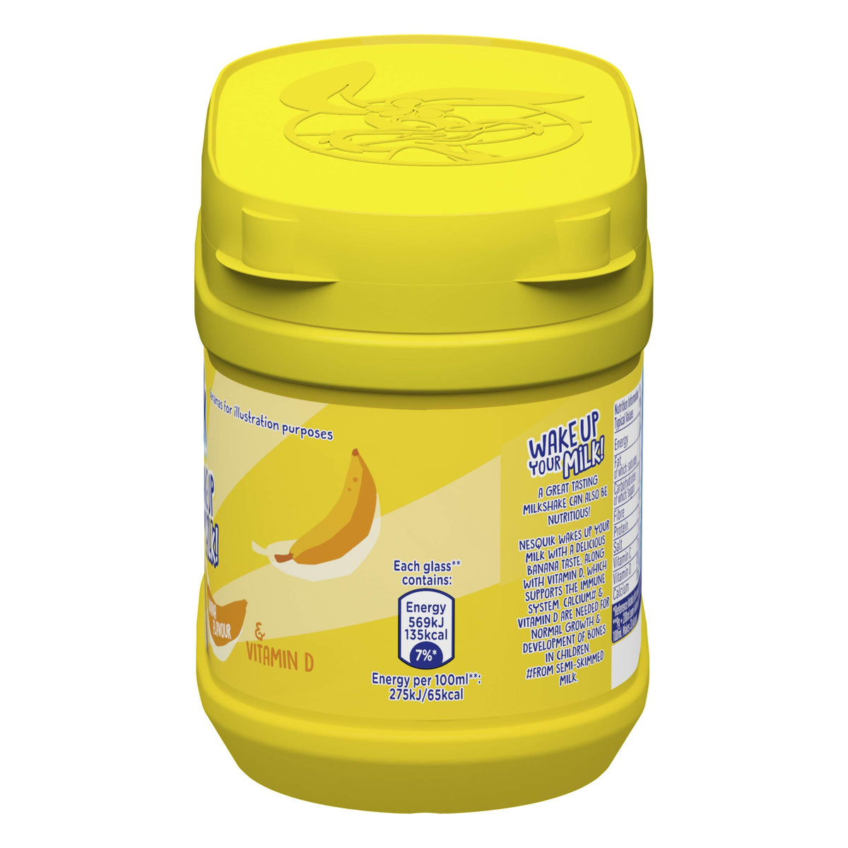 Nesquik banana flavour milkshake powder kids enjoying a tasty drink.