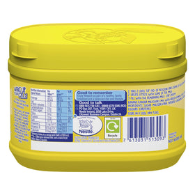 Nesquik banana flavour milkshake powder shake served as creamy treat.