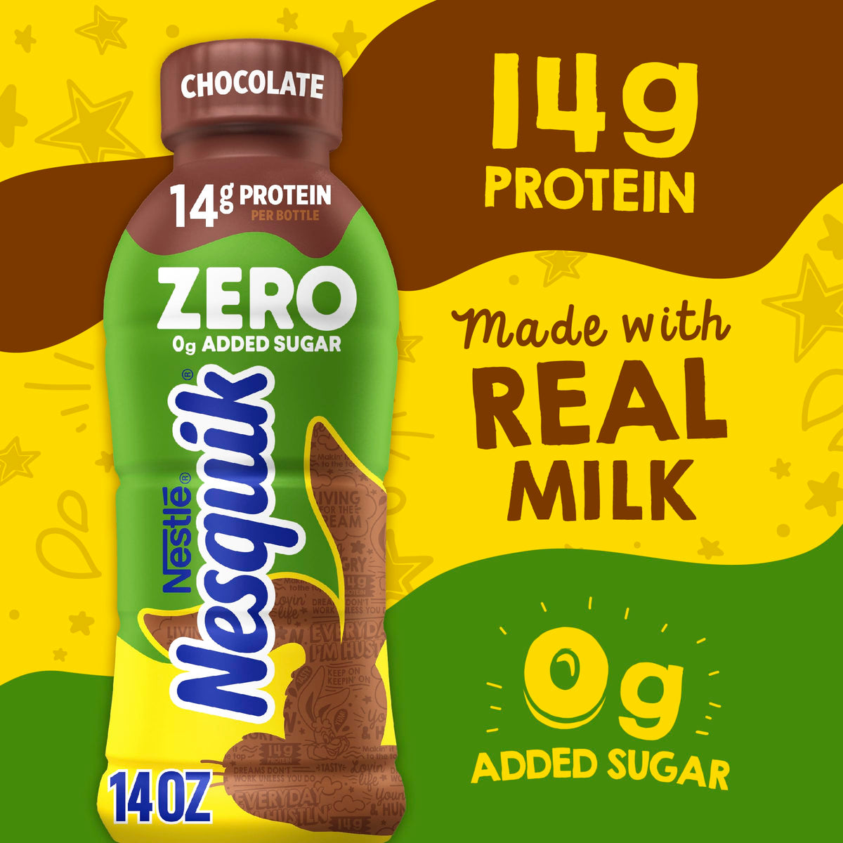 Nesquik chocolate milk in a glass, showing creamy texture and flavor.