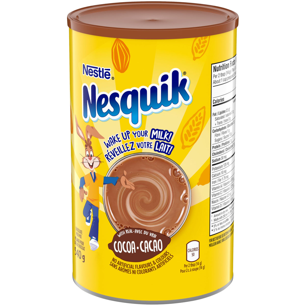 Nesquik Less Sugar powder scoop ready for quick mixing