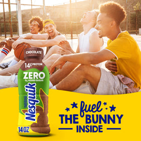 Nesquik nutrition label close-up highlighting calcium and vitamins for daily intake.