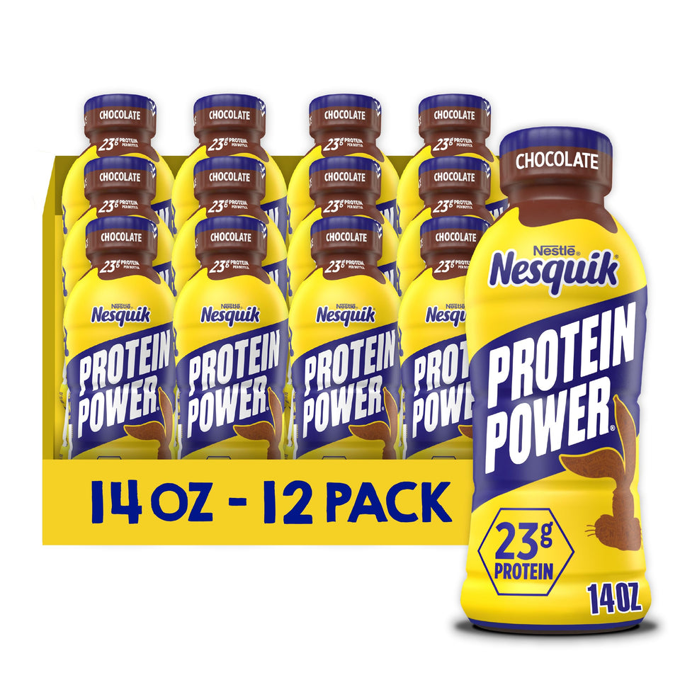 Nesquik Protein Power chocolate milk bottle for on-the-go protein.