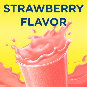 Nesquik Strawberry Powder canister side label highlights natural color sources.