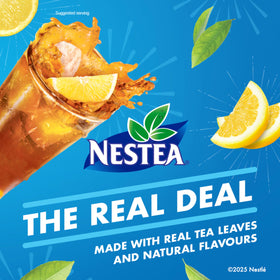 Nestea Lemon Iced Tea Mix pouring into a glass for quick, refreshing tea