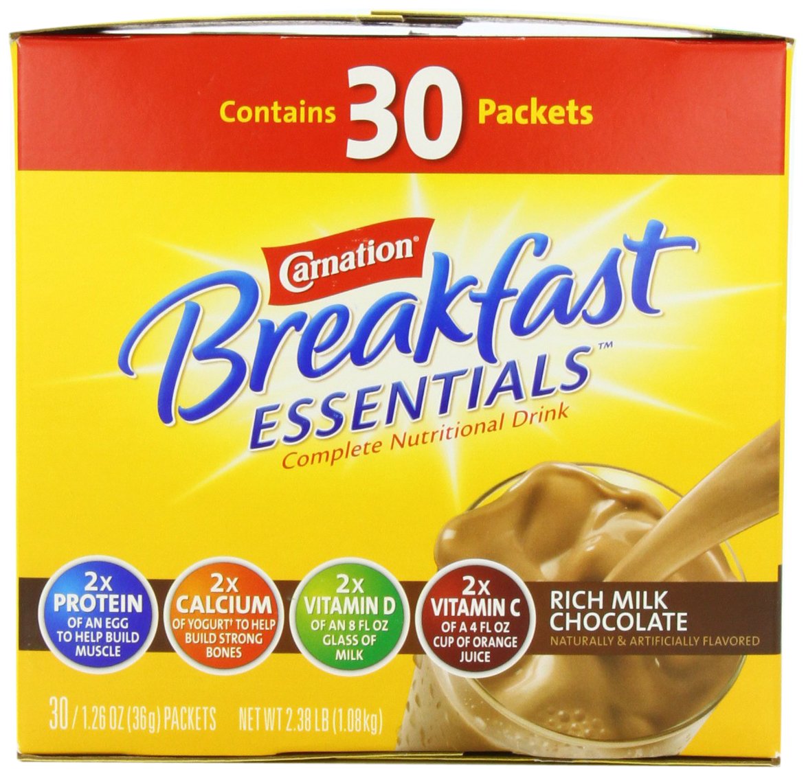 Smooth, creamy milk chocolate flavor from Nestle Carnation packets for a comforting sip.
