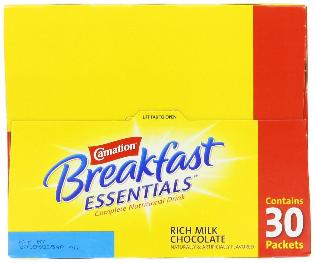 On-the-go Nestle Carnation Breakfast Essentials 1.26 oz packets for busy days.