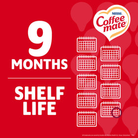 Shelf-stable creamer singles stay fresh at room temperature for up to nine months.