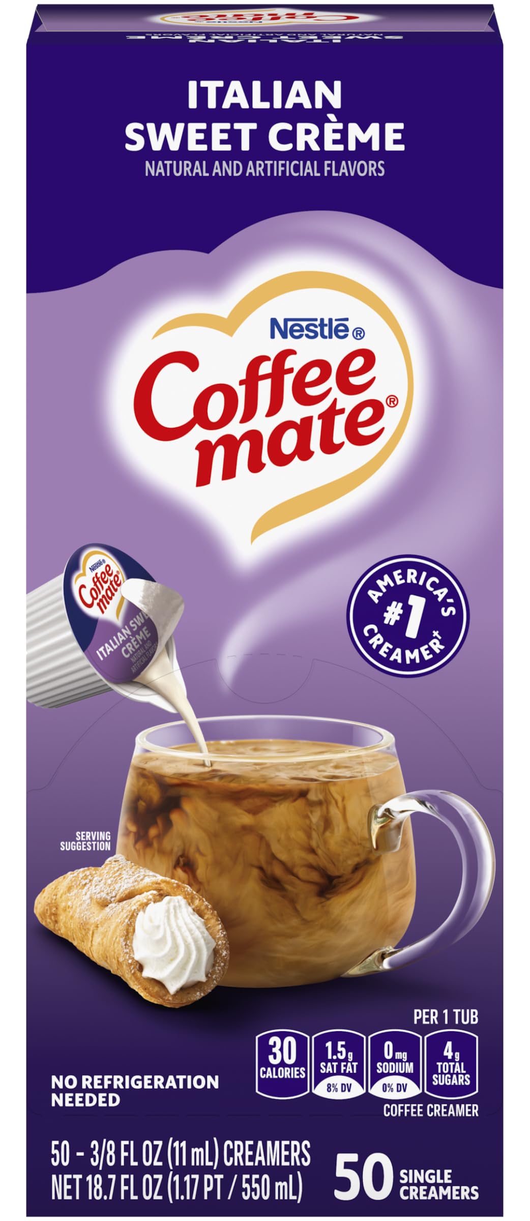 Nestle Coffee Mate Italian Sweet Creme cups packaging for convenient single-serve creaminess