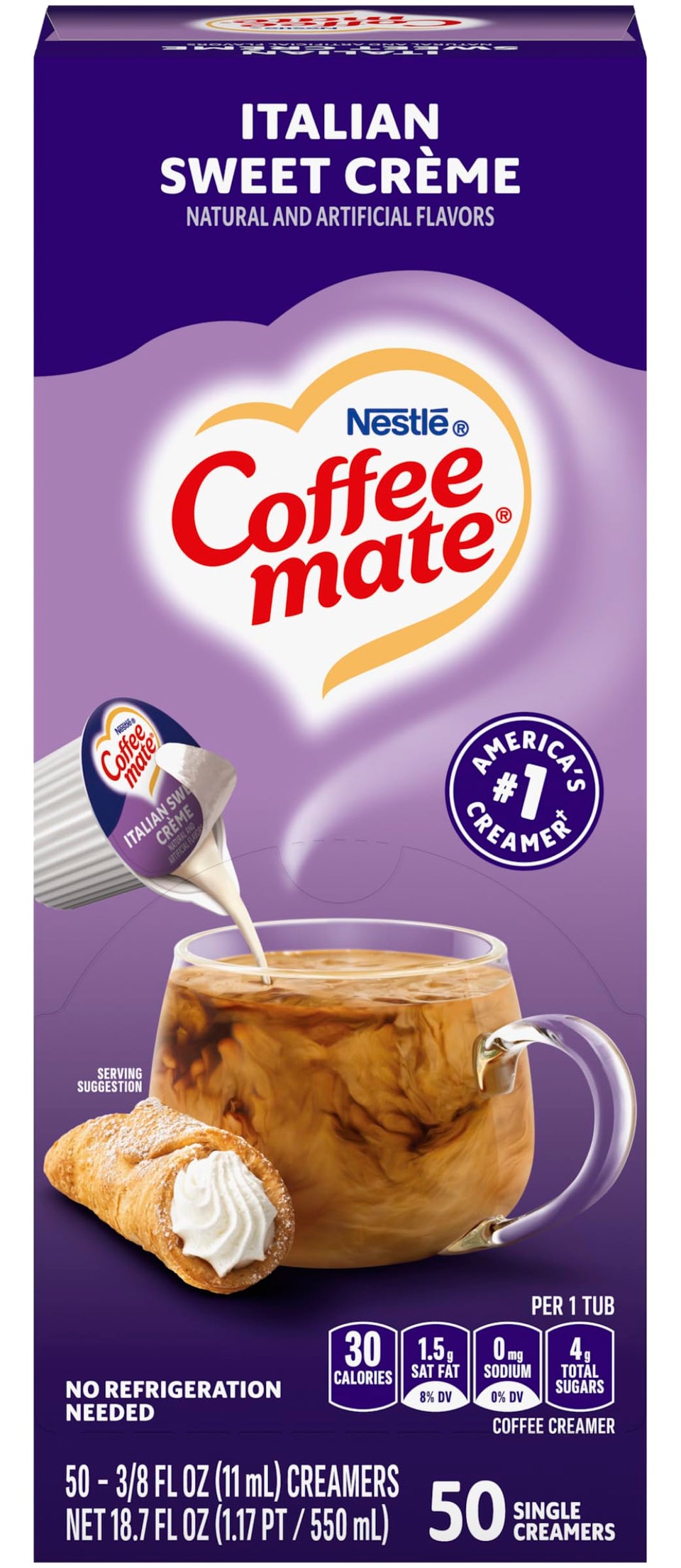 Nestle Coffee Mate Italian Sweet Creme cups packaging for convenient single-serve creaminess