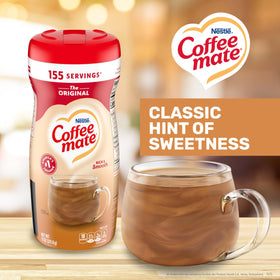 Coffee Mate Original powder creamer in cup delivers creamy lactose-free coffee