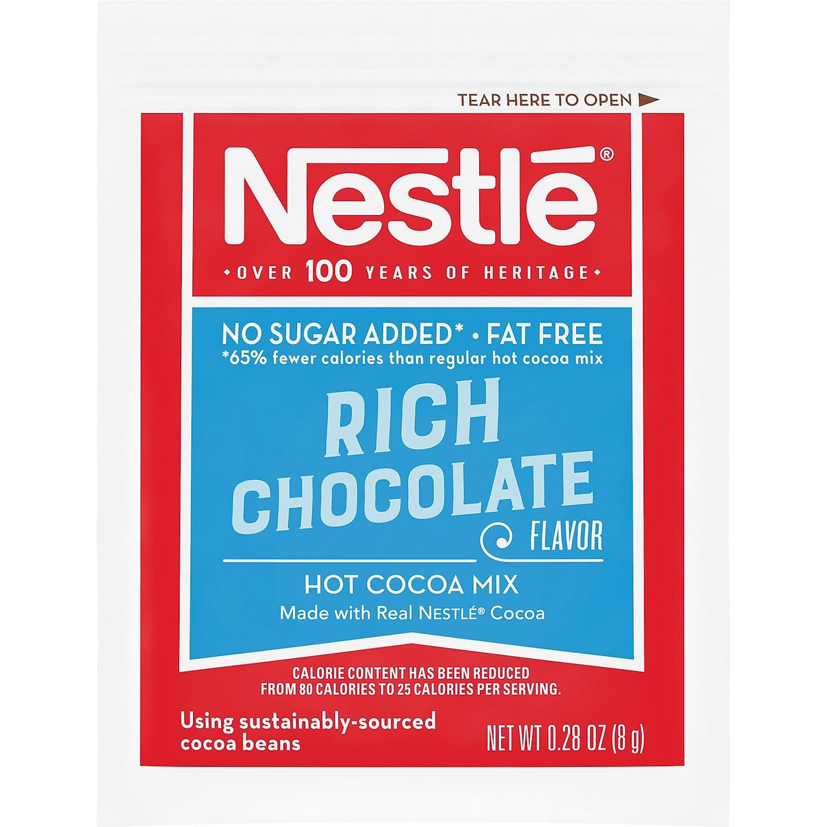Nestle No Sugar Added cocoa dispenser box on a counter keeps area neat