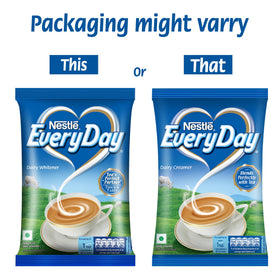 Nestlé Everyday Dairy Whitener 400g pouch back with measurements and logo.