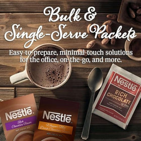 Nestlé Hot Cocoa microwave preparation for fast gourmet-style drink.