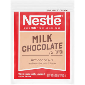 Nestle Hot Cocoa sachet close-up showing real cocoa.