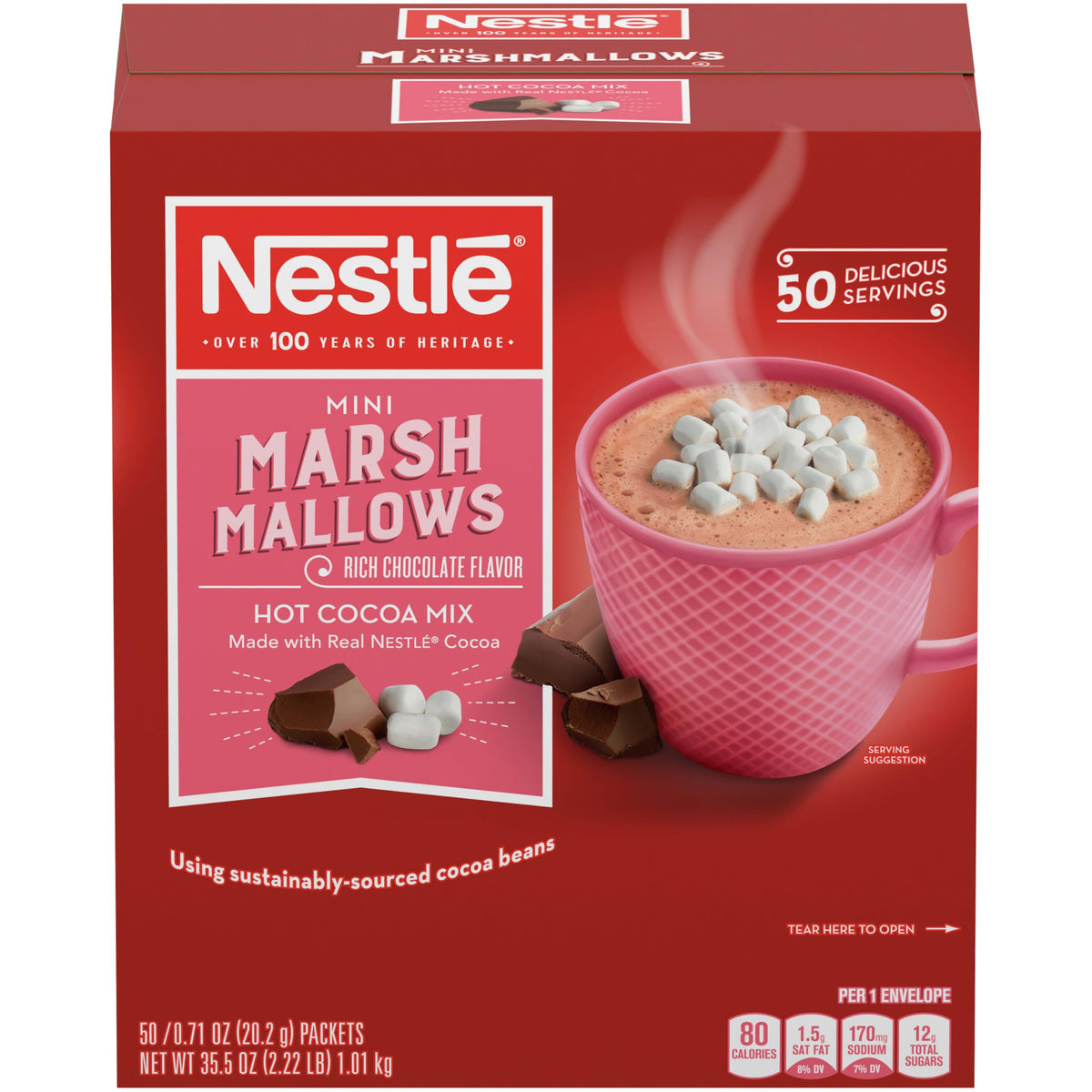 Nestlé Hot Cocoa rich chocolate with mini marshmallows, a cozy office treat.
