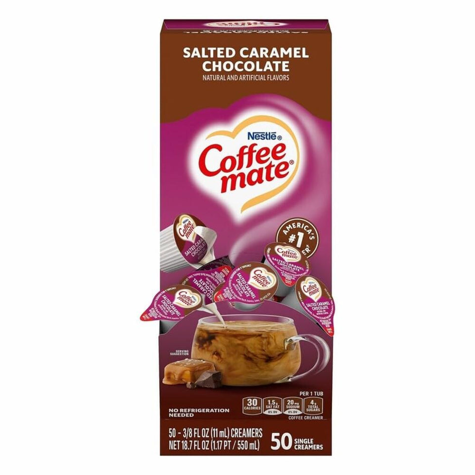 Nestle Liquid Coffee Creamer mini cups closeup for convenient on-the-go flavor