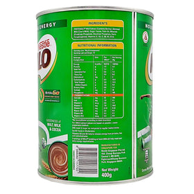 Nestle Milo powder with scoop ready to mix for creamy drinks.