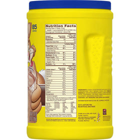 Pouring Nesquik chocolate milk into a glass for a creamy treat