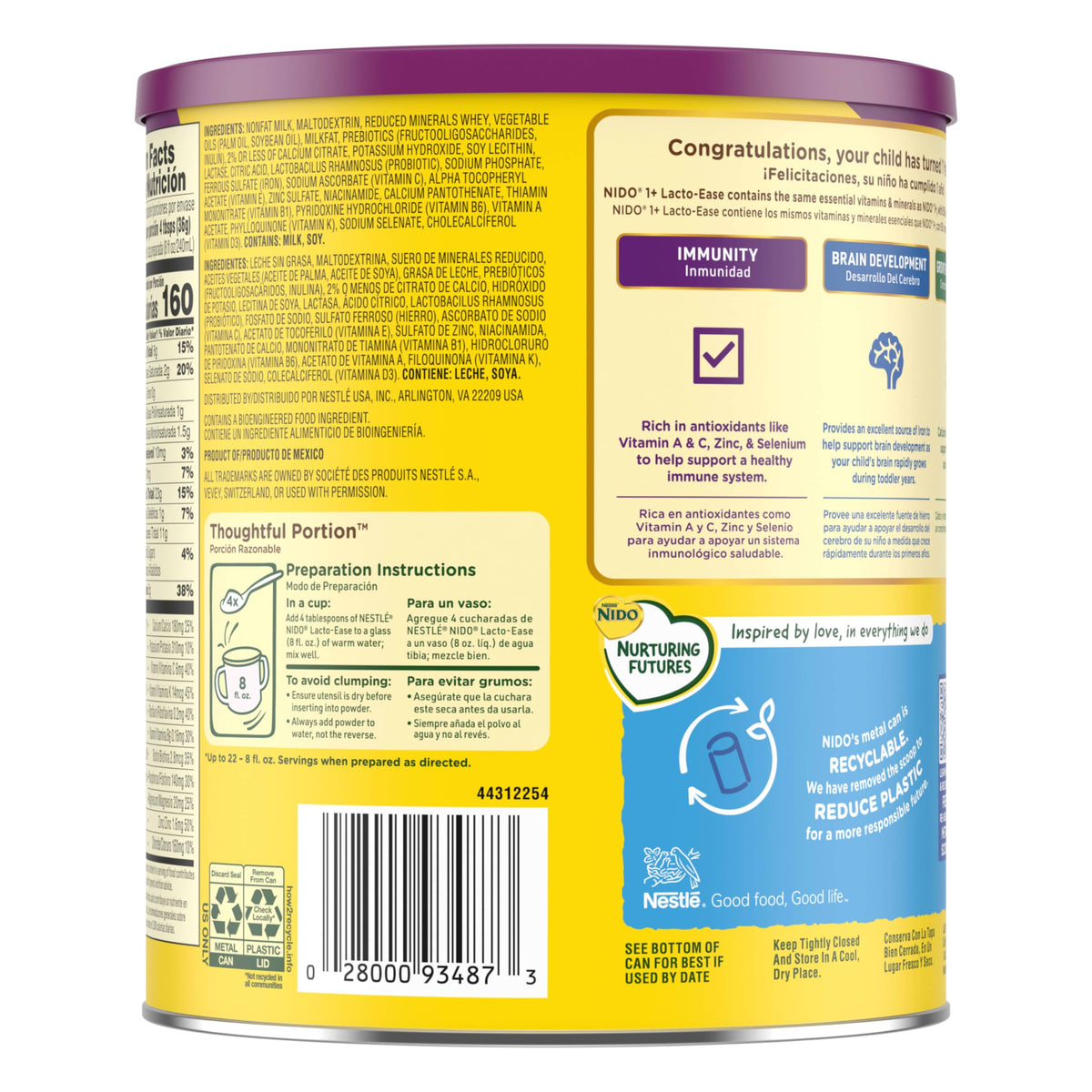 Nestlé NIDO Lacto-Ease being poured into a cup for easy mixing.