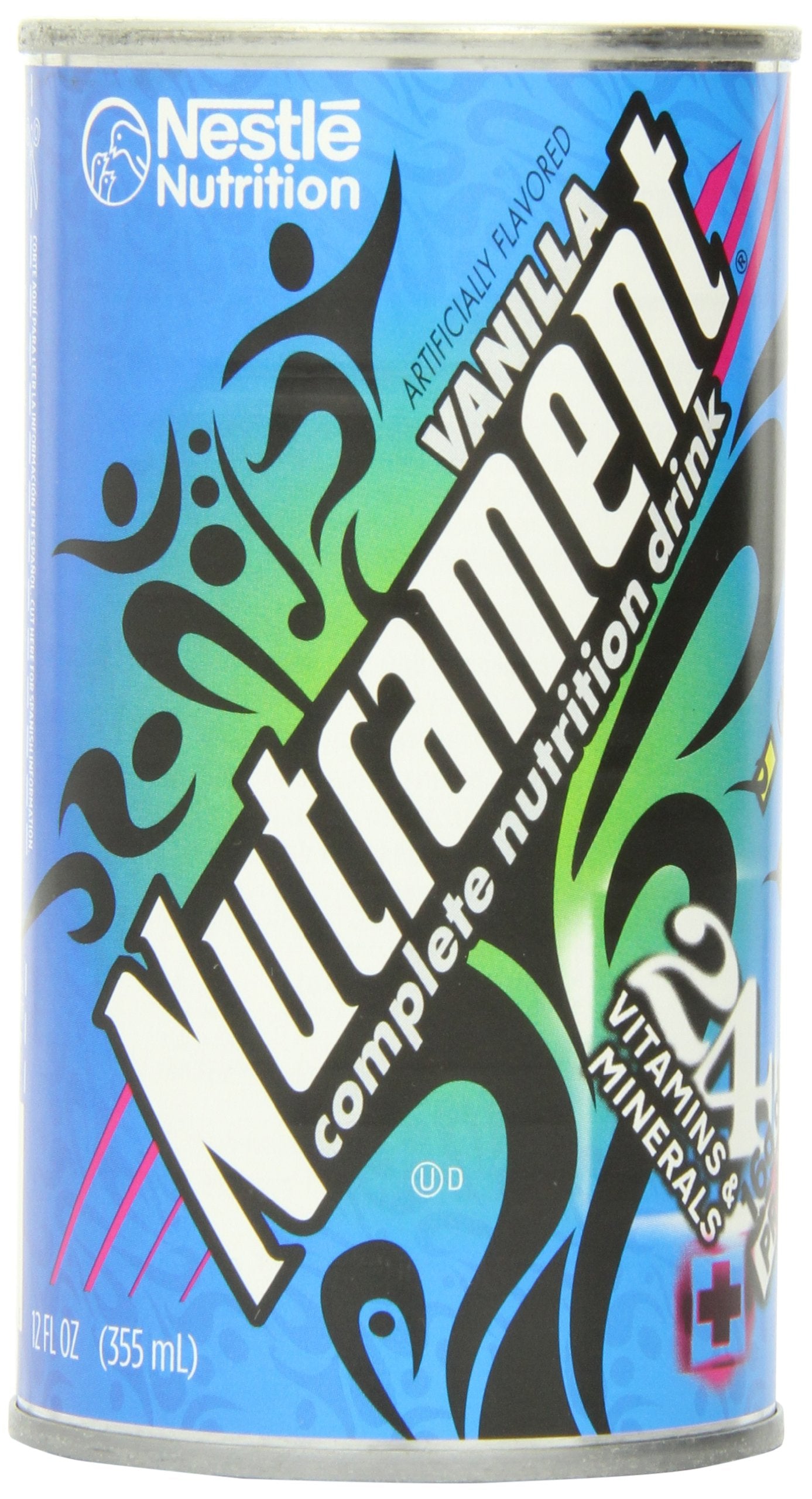 Nestle Nutrament Vanilla 12oz can front view, convenient energy source for on-the-go days.