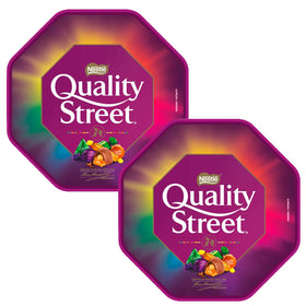 Nestle Quality Street 550g assorted chocolates closeup with colorful wrappers.
