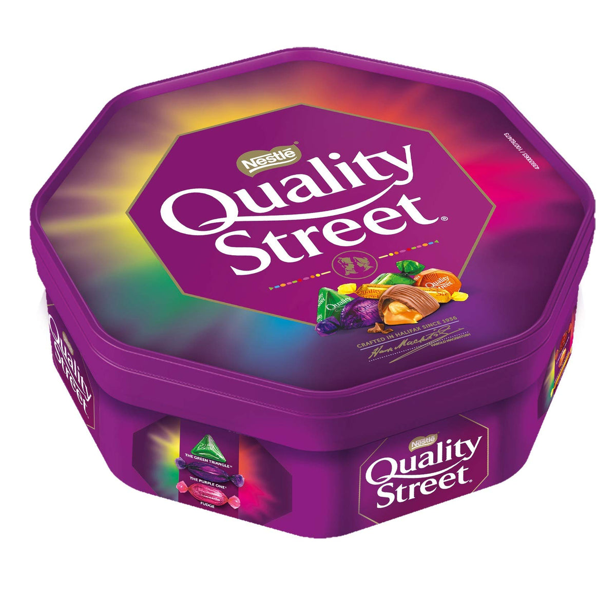 Nestle Quality Street 550g desk snack setup for office breaks.