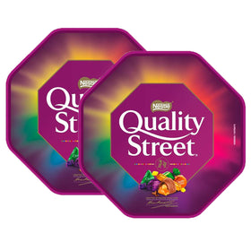 Nestle Quality Street 550g lid open closeup highlighting freshness.