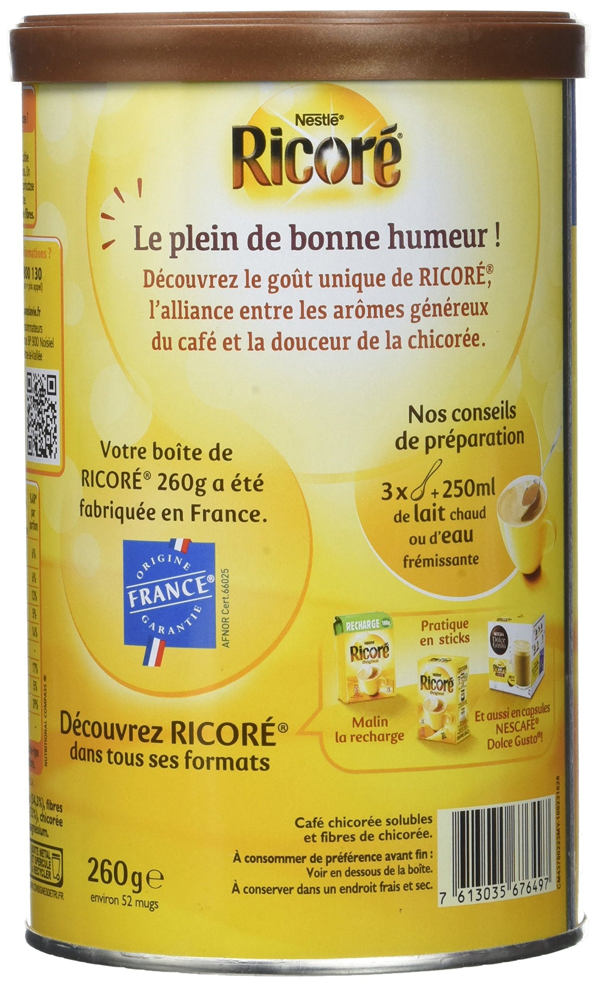 Nestlé Ricoré packaging 260 g tin for everyday use.