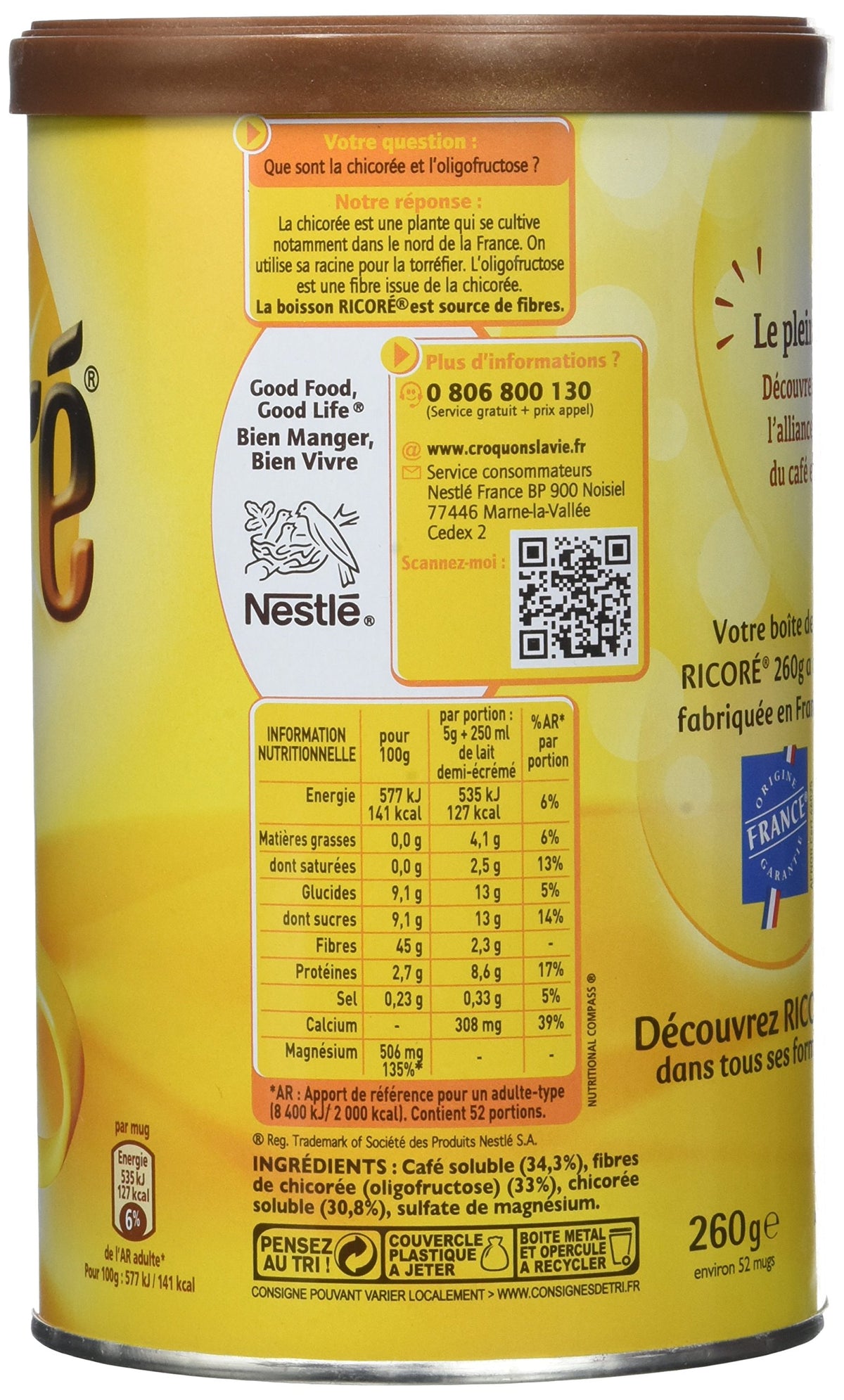 Nestlé Ricoré cup steaming, offering a smooth chicory blend.