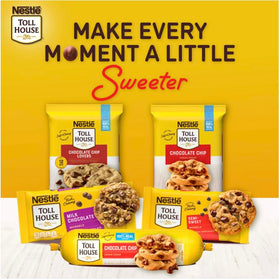 Nestle Toll House double-pack front features convenient baking staple.