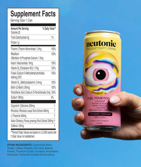 Neutonic product shot highlights strawberry lemonade flavor and modern design